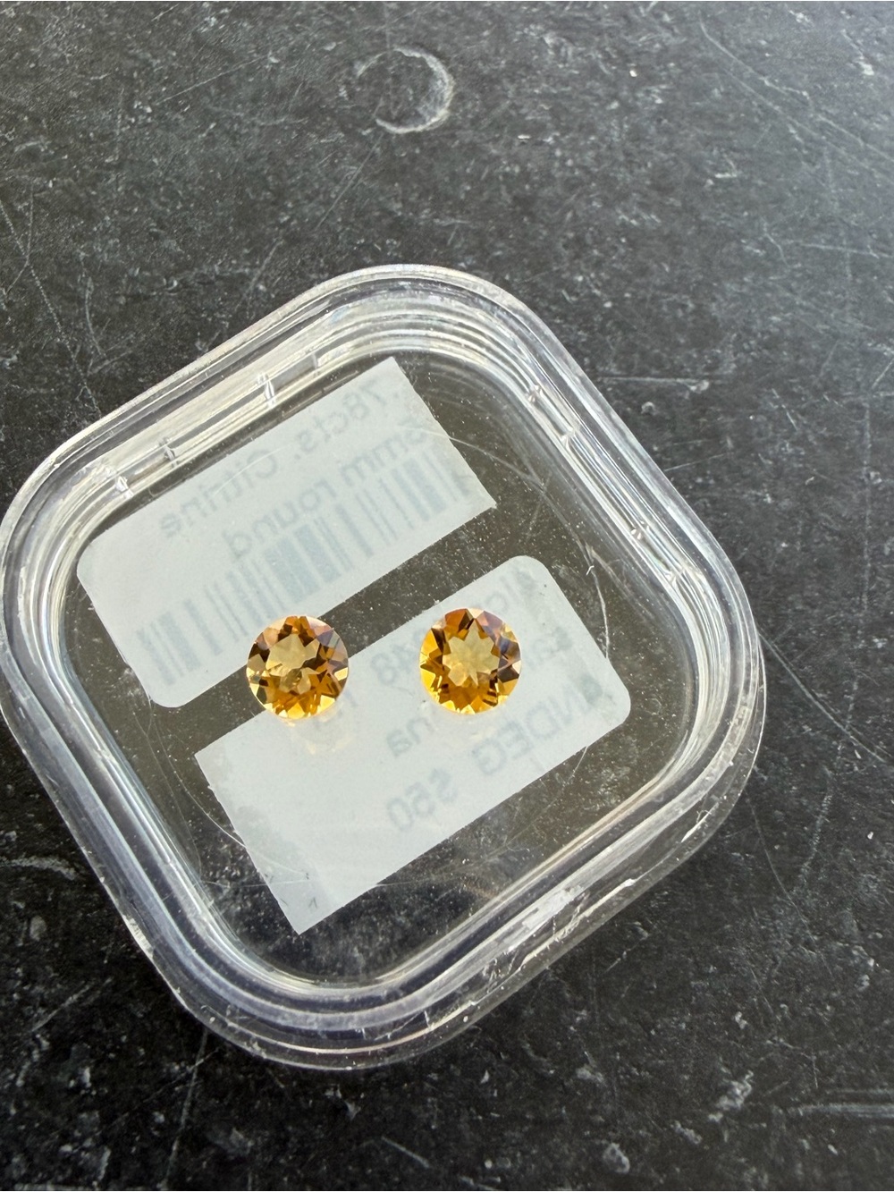 Yellow Round Faceted Citrine Gemstone Pair .78 carats total weight